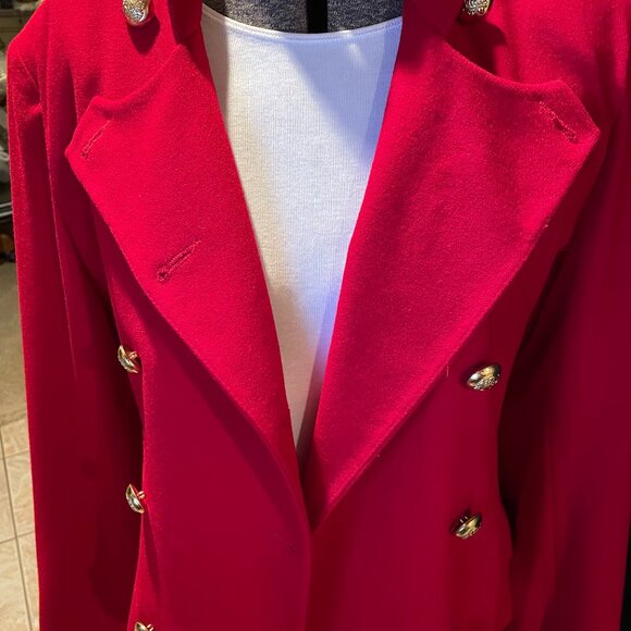 Casual Corner red wool double-breasted jacket, gold buttons, size 10 - Picture 7 of 7
